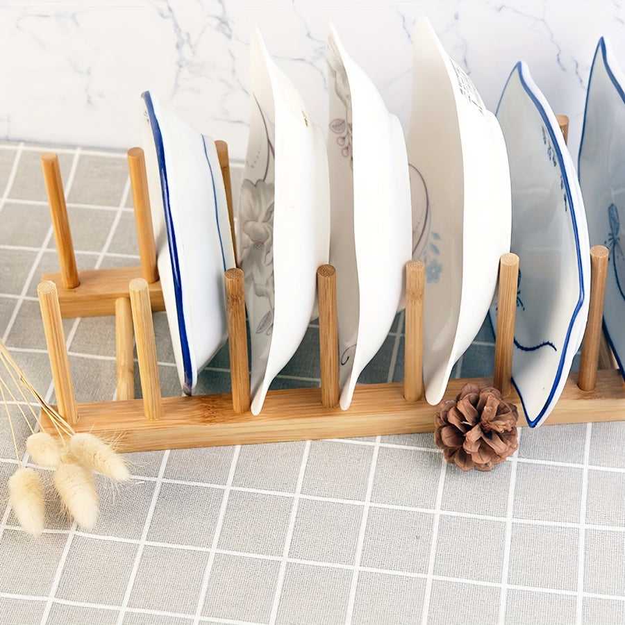 Bamboo Wooden Plate Rack