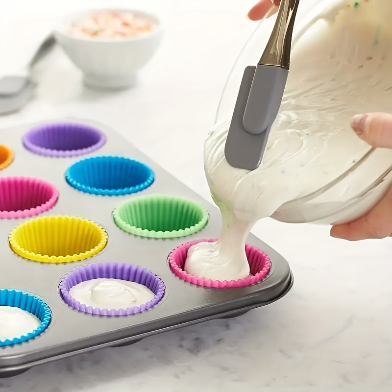 12-Pack Silicone Cupcake Molds – Reusable Non-Stick Muffin Baking Cups