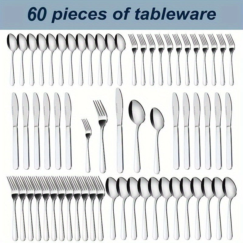Stainless Steel Silverware Set – 60/90 PCS Cutlery Set for 18