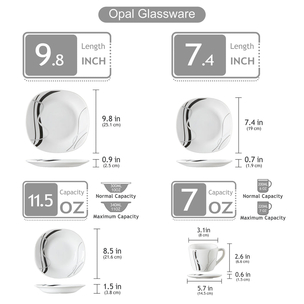 Glass dinnerware set- 30 pieces