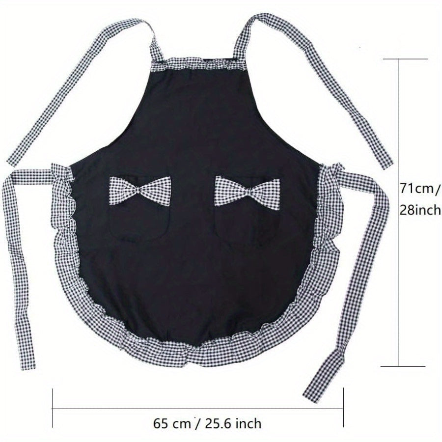Delantal de cocina vintage con volantes y bolsillos con lazo