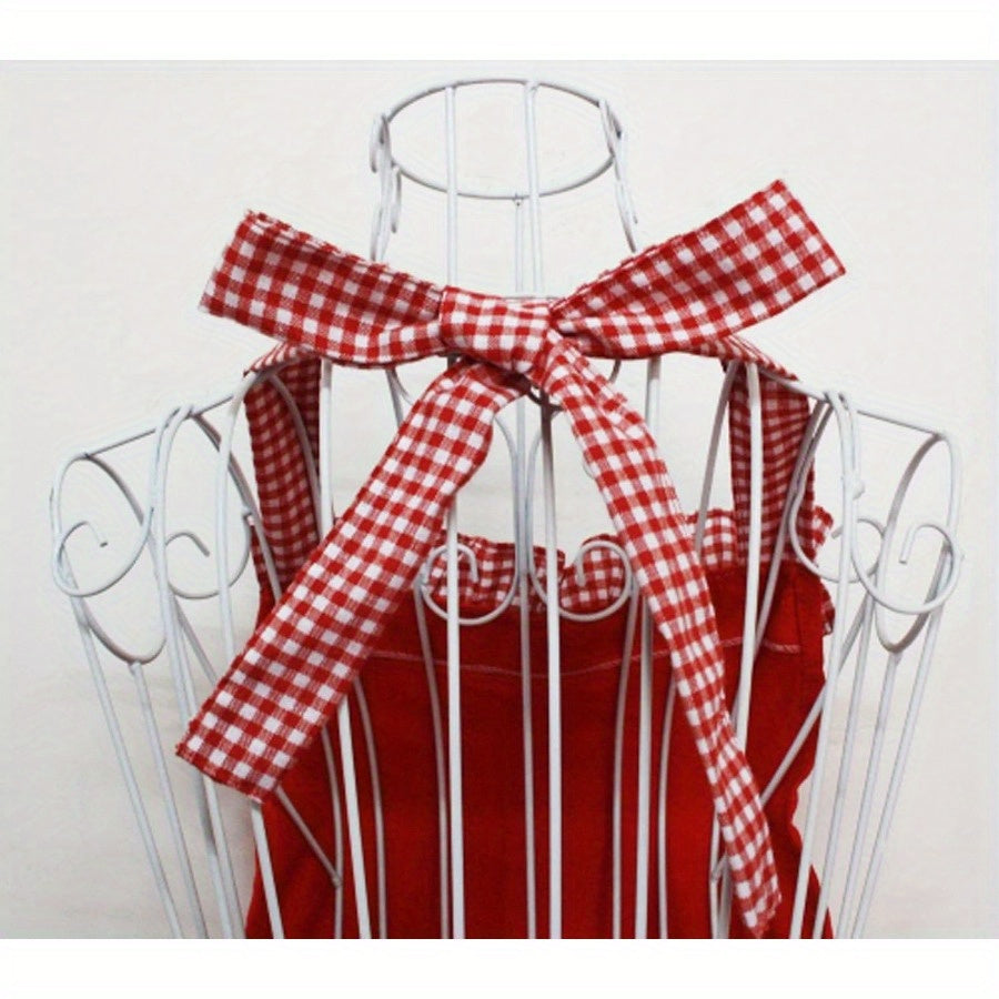 Delantal de cocina vintage con volantes y bolsillos con lazo