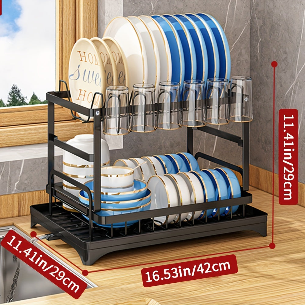 2-Tier Dish Drying Rack with Drainboard
