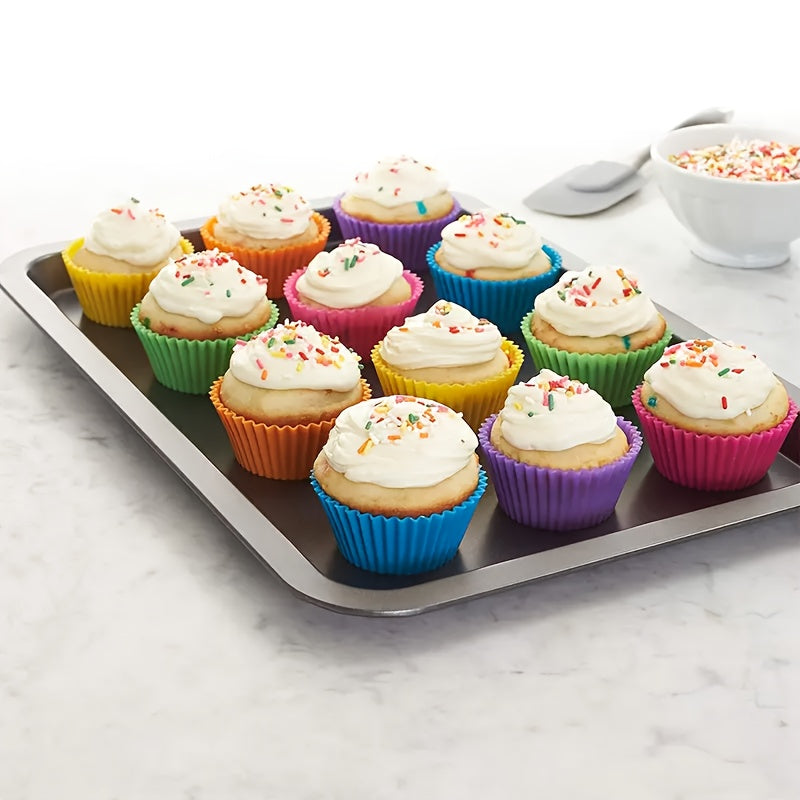 12-Pack Silicone Cupcake Molds – Reusable Non-Stick Muffin Baking Cups