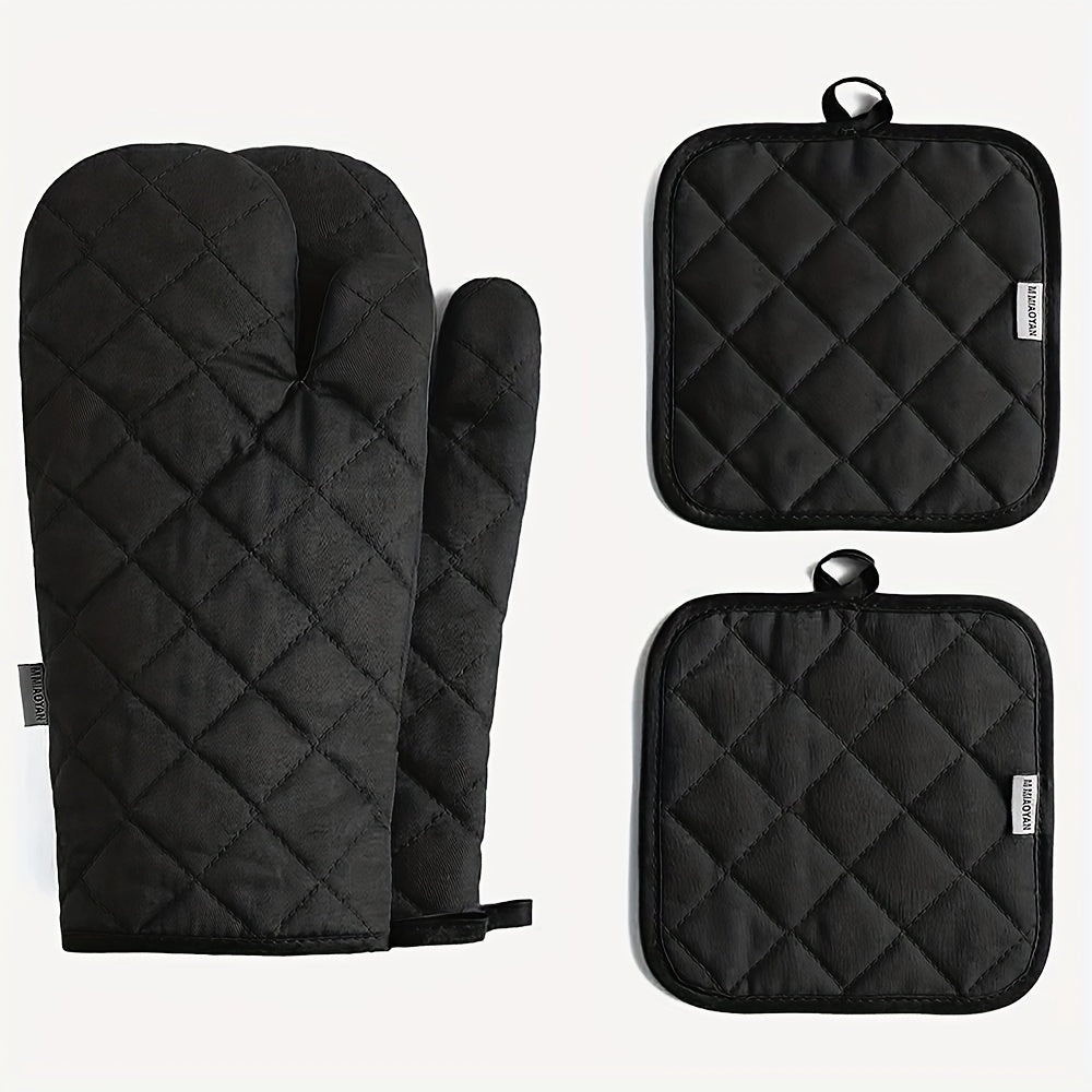 4-Piece Heat-Resistant Oven Mitts & Pot Holders Set (13")