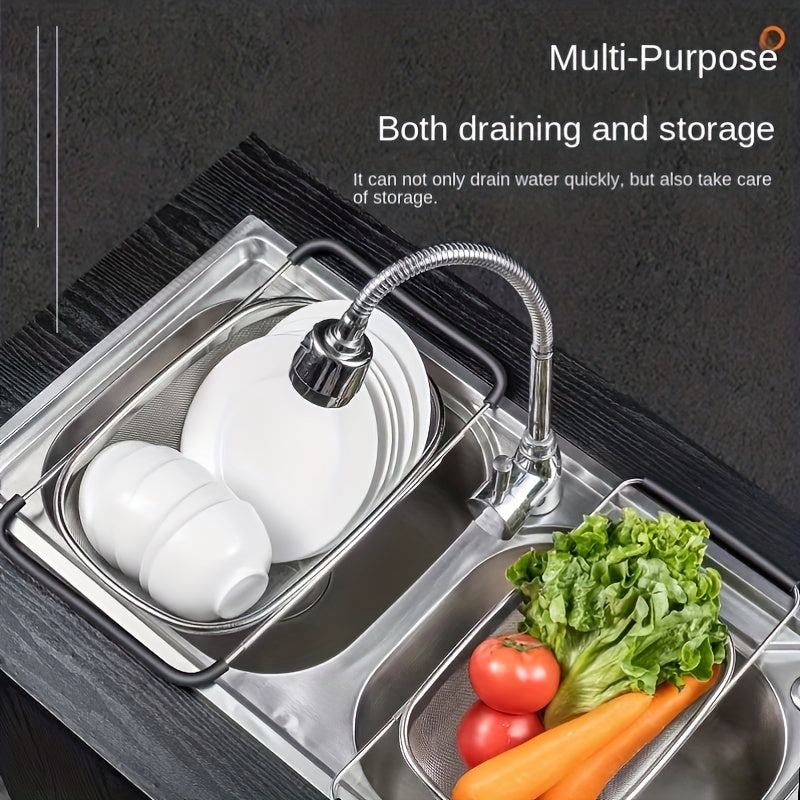 Stainless Steel Sink Colander & Adjustable Drain Basket