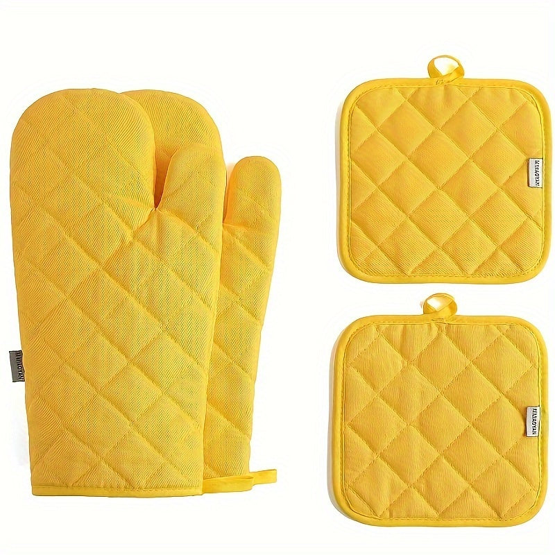 4-Piece Heat-Resistant Oven Mitts & Pot Holders Set (13")