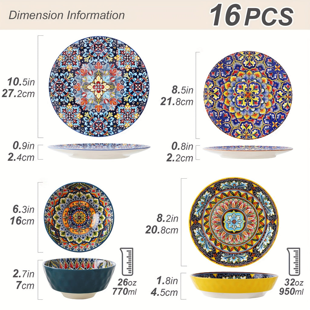 16-Piece Bohemia Porcelain Dinnerware Set – Service for 4