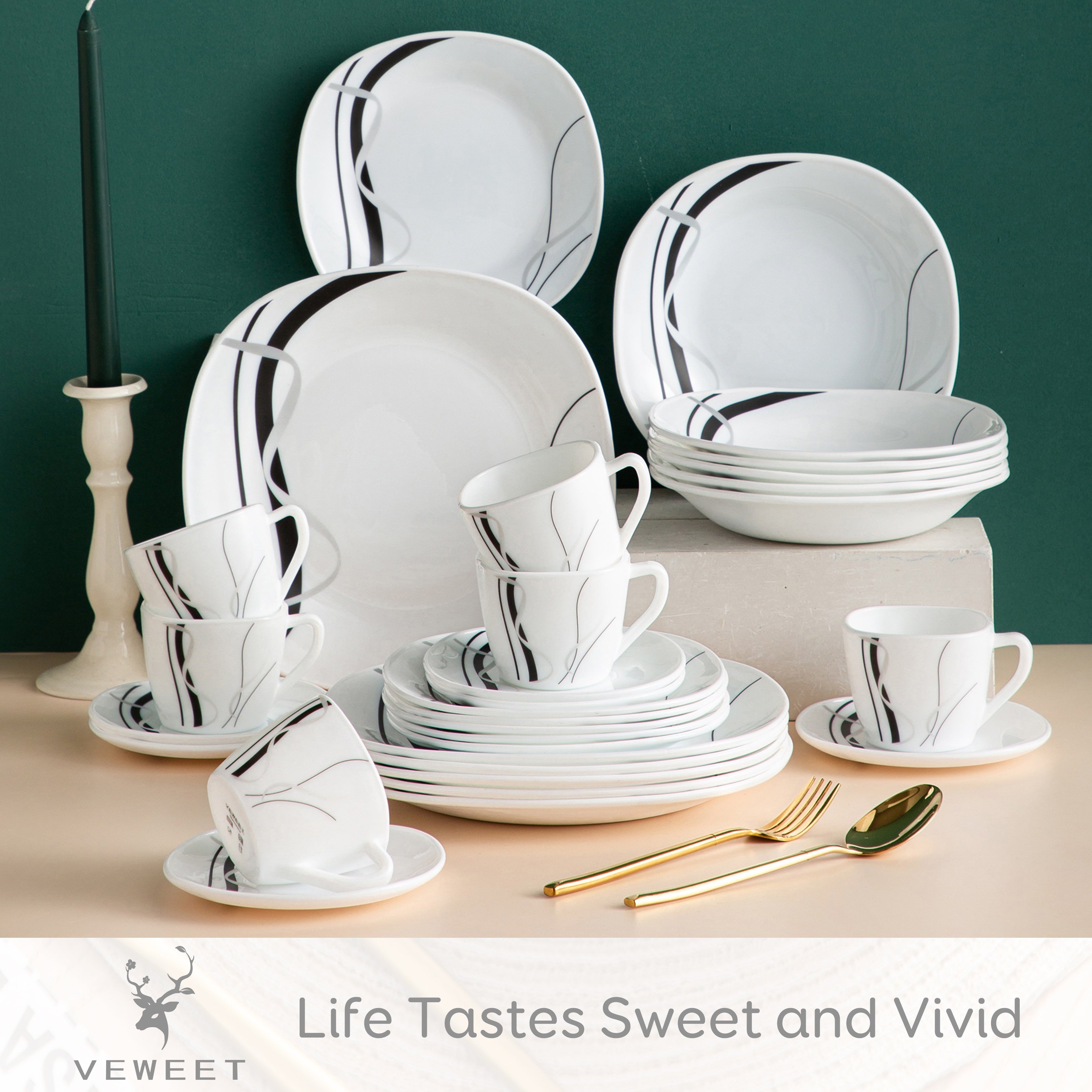 Glass dinnerware set- 30 pieces