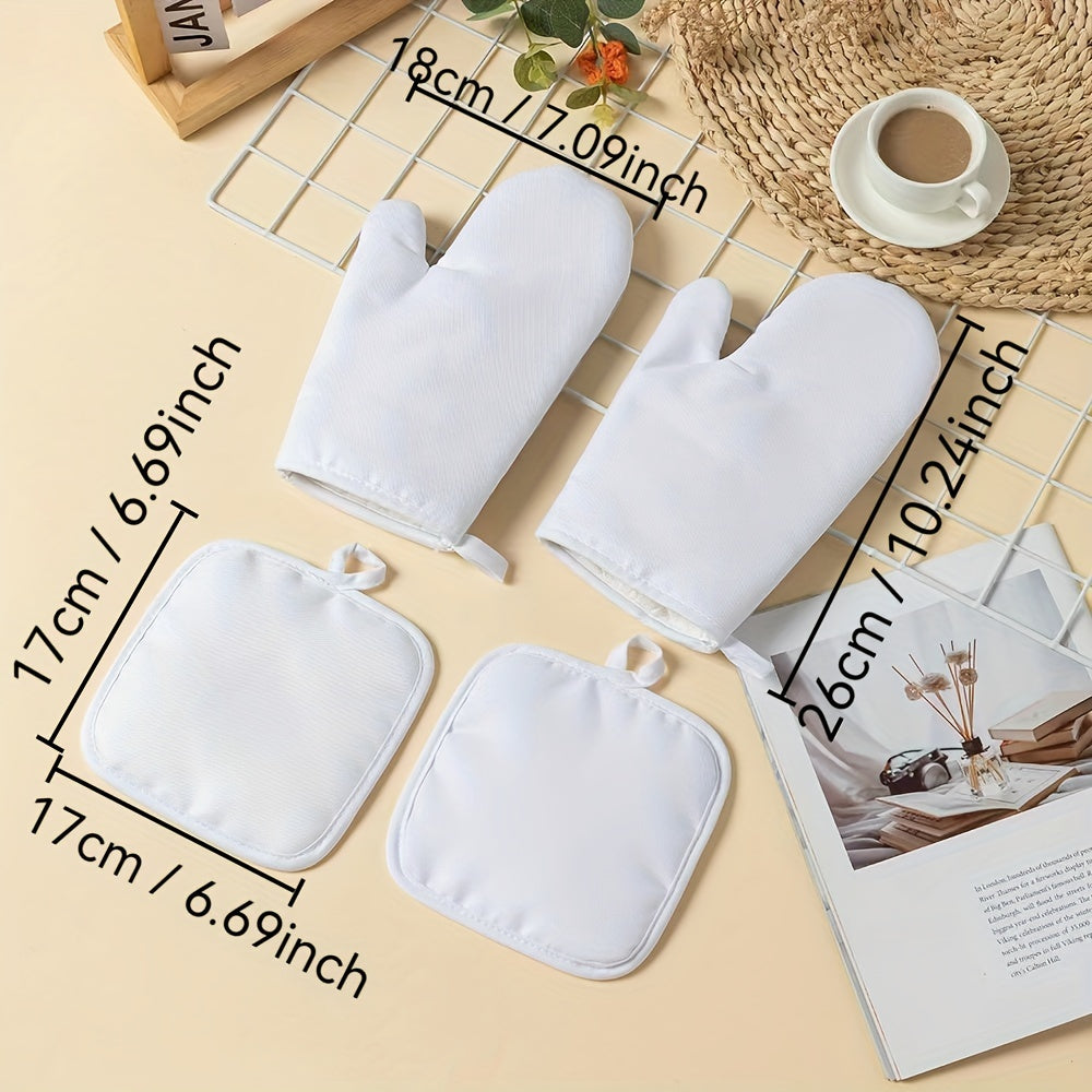 4-Piece Heat-Resistant Oven Mitts & Insulation Pads Set