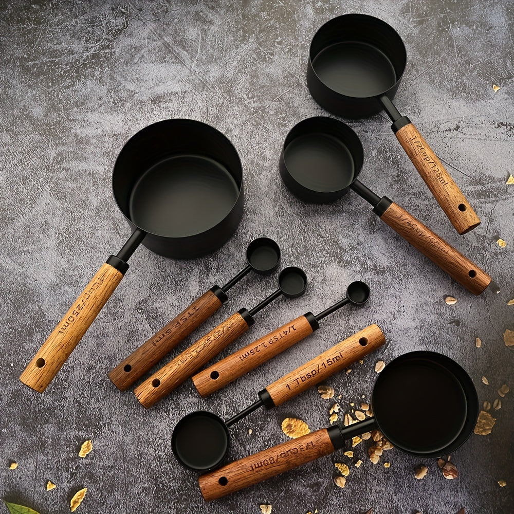 Acacia Wood Measuring Cups & Spoons Set (4/8 PCS)