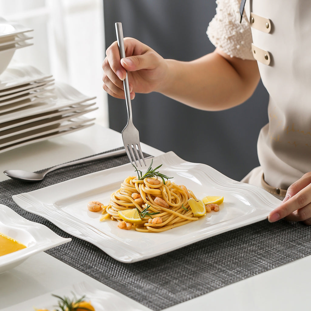 Square-Shaped  Porcelain Dinnerware Set -  28 PCs