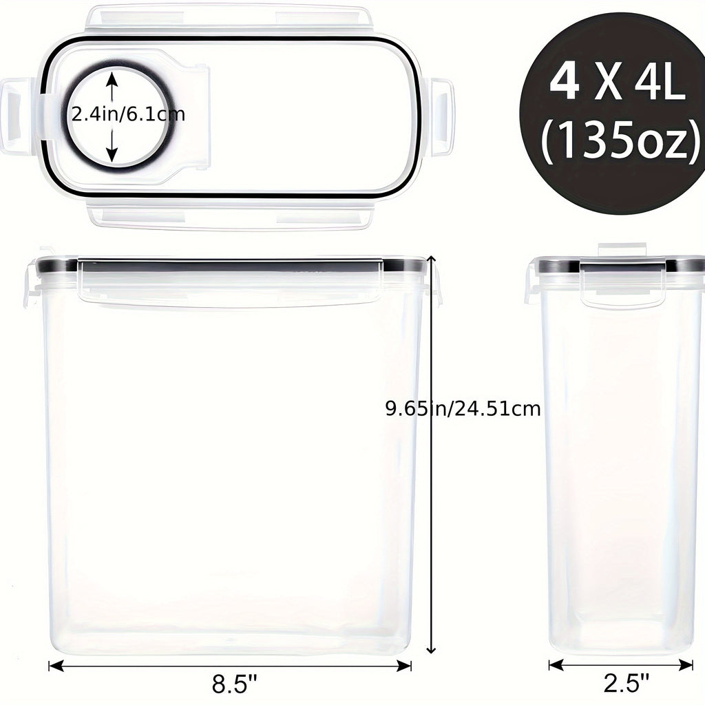 Recipientes para almacenar alimentos (4L / 135oz) - Paquete de 4