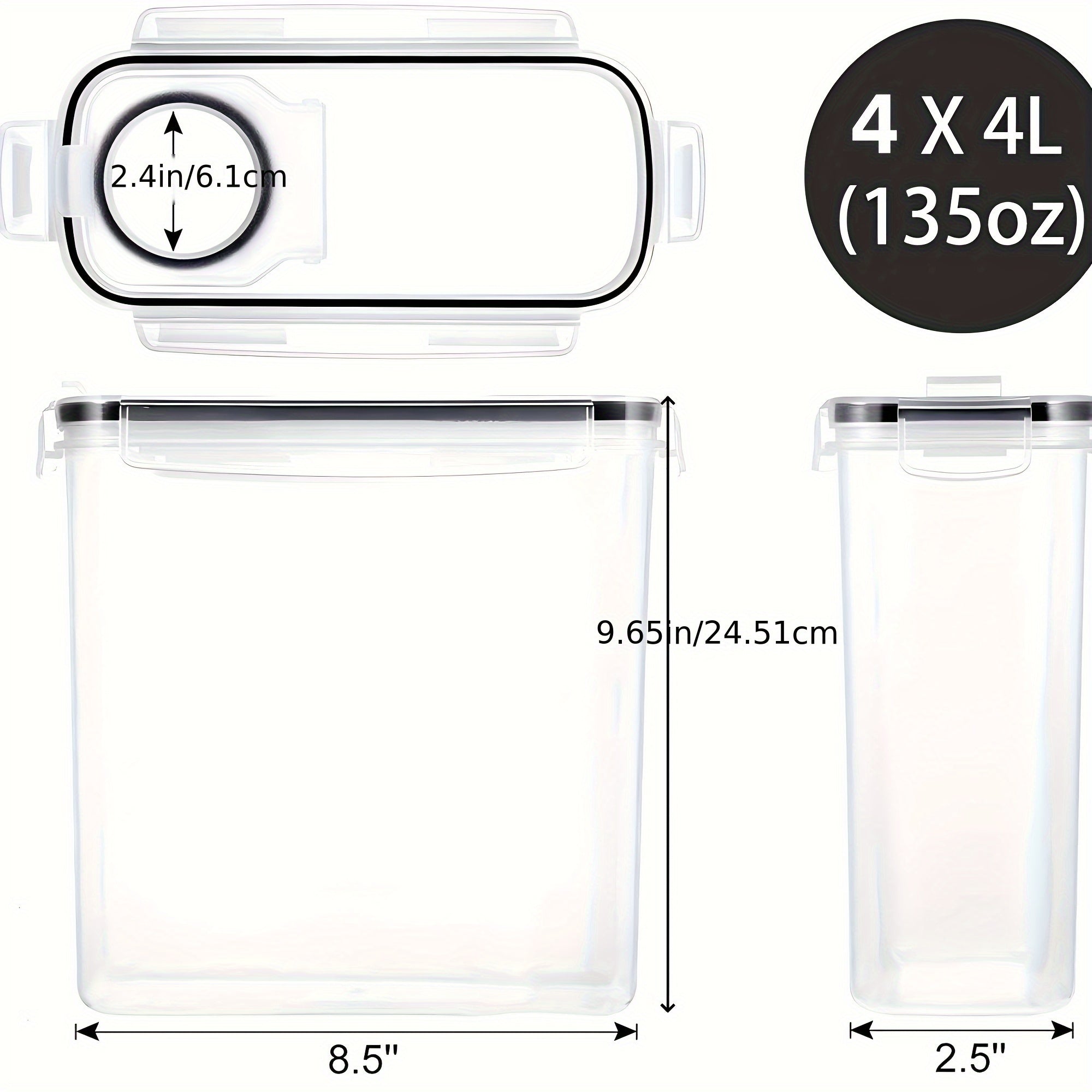 Food Storage Containers (4L / 135oz)- 4 pack