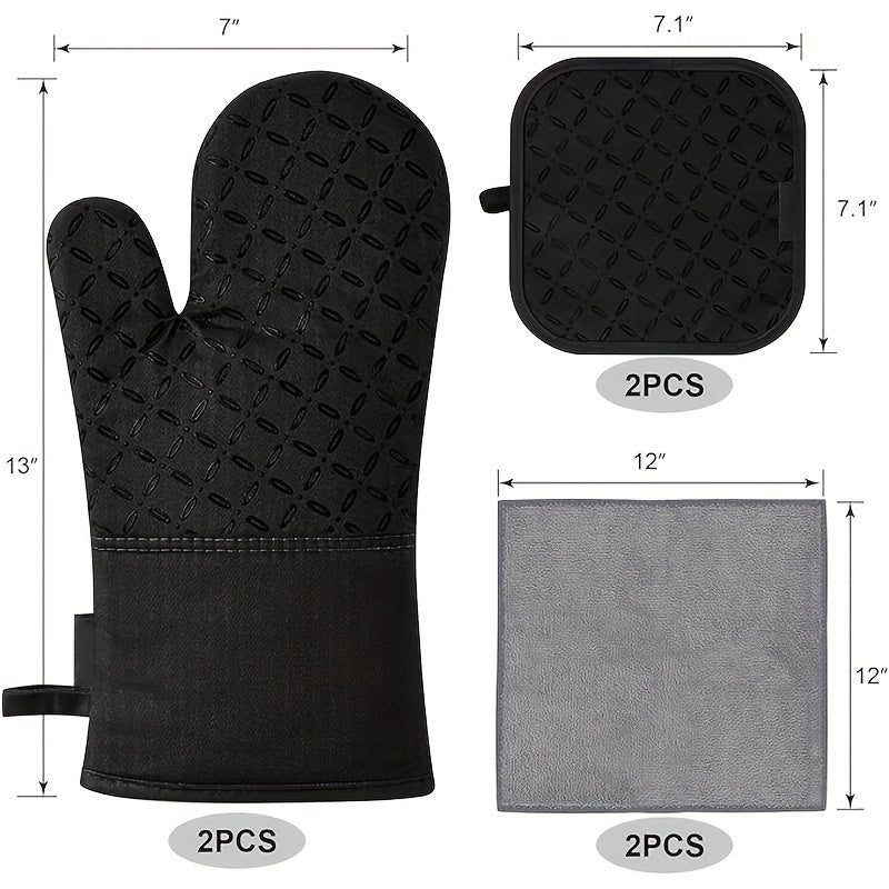 6-Piece Oven Mitts & Pot Holders Set – Heat Resistant Cooking Gloves