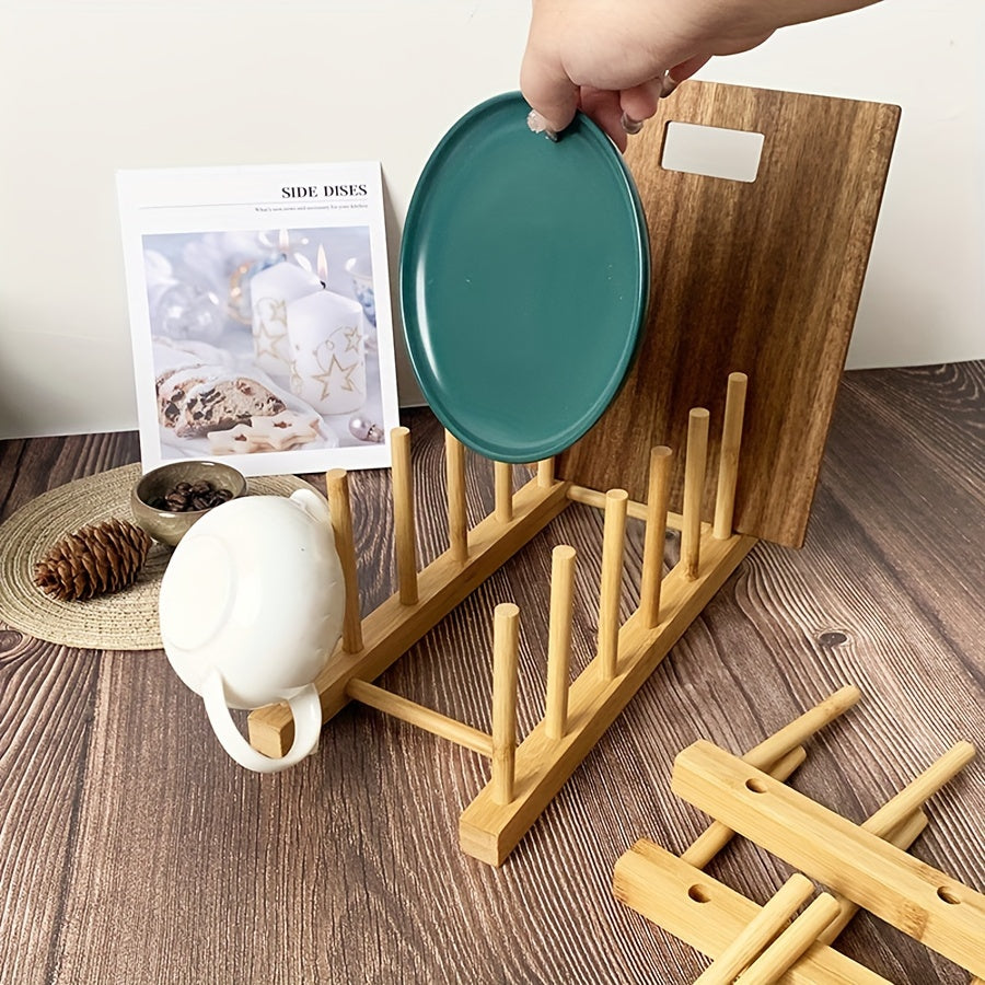 Bamboo Wooden Plate Rack