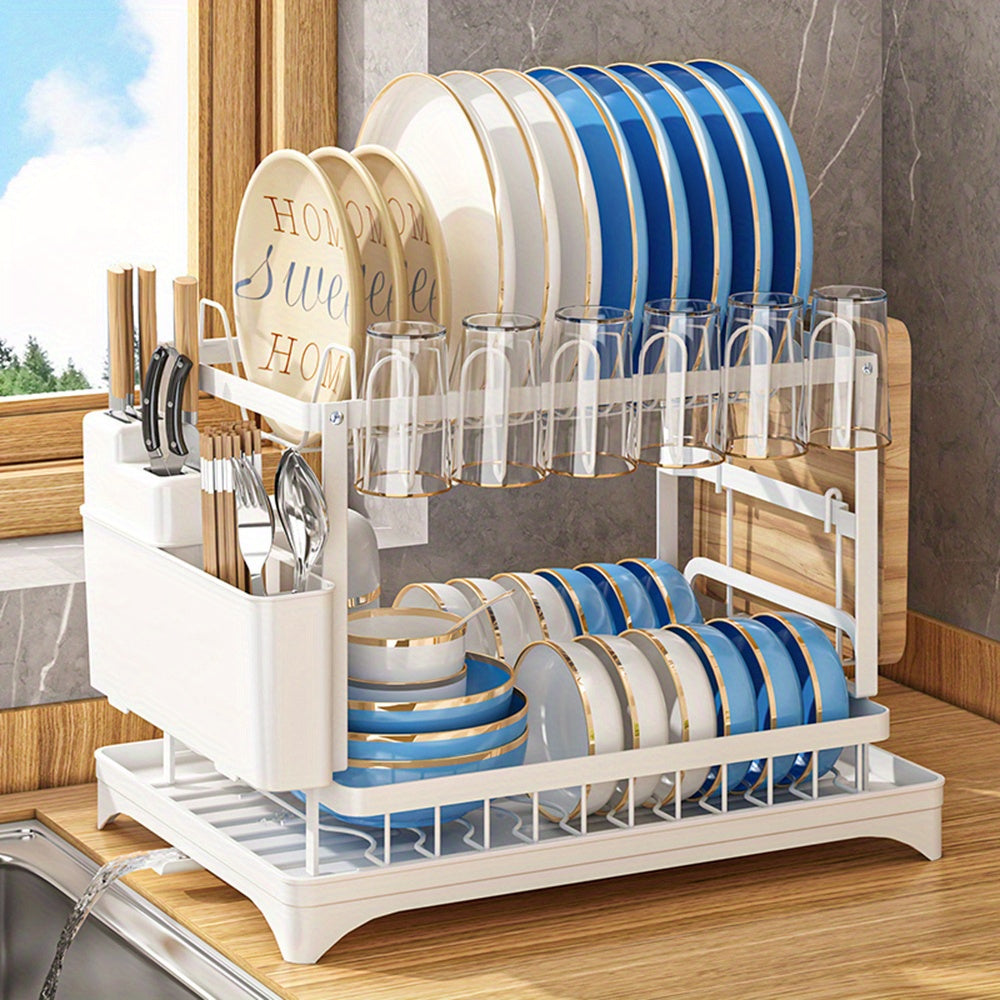2-Tier Dish Drying Rack with Drainboard