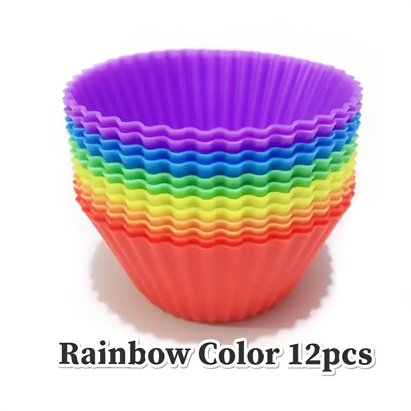 12-Pack Silicone Cupcake Molds – Reusable Non-Stick Muffin Baking Cups