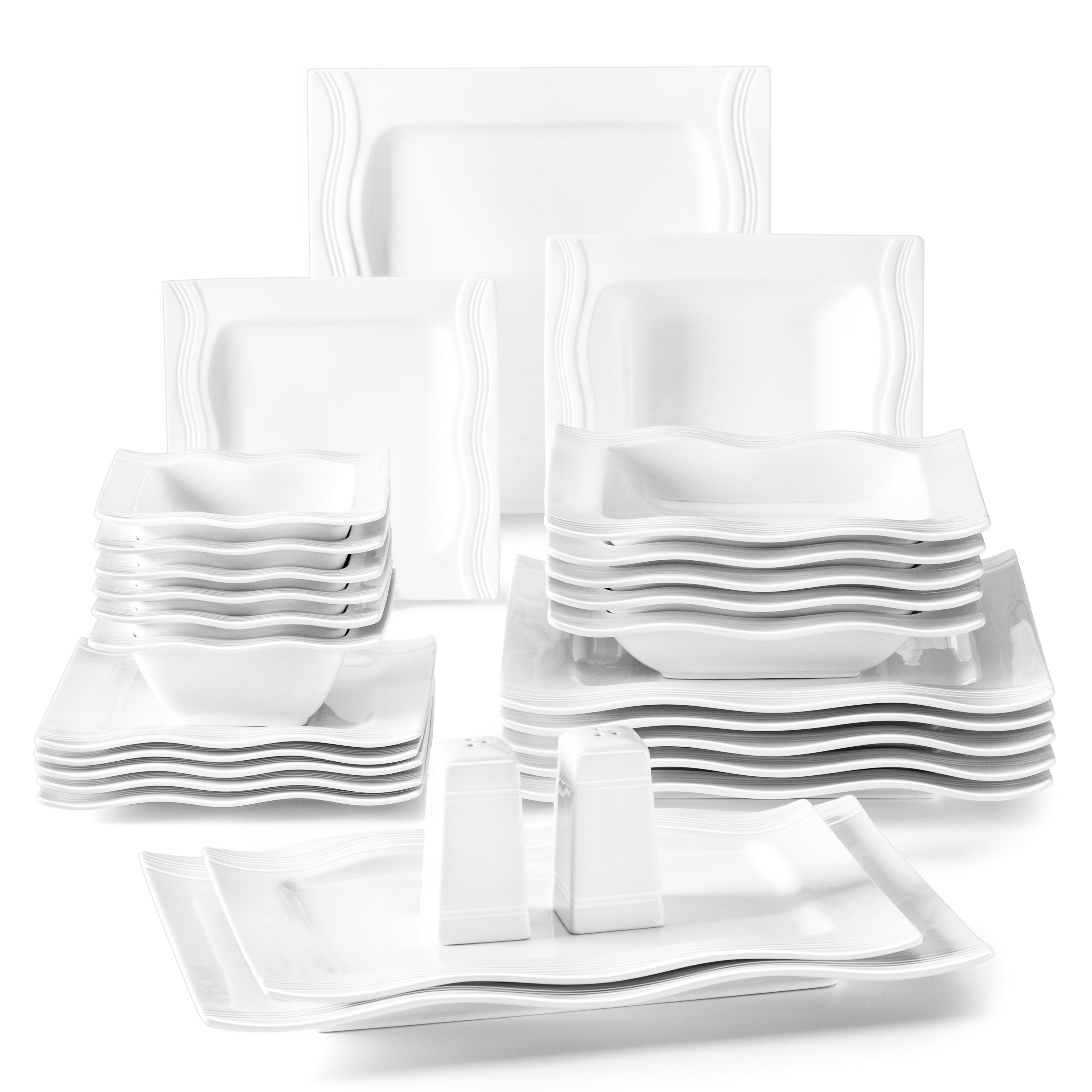 Square-Shaped  Porcelain Dinnerware Set -  28 PCs