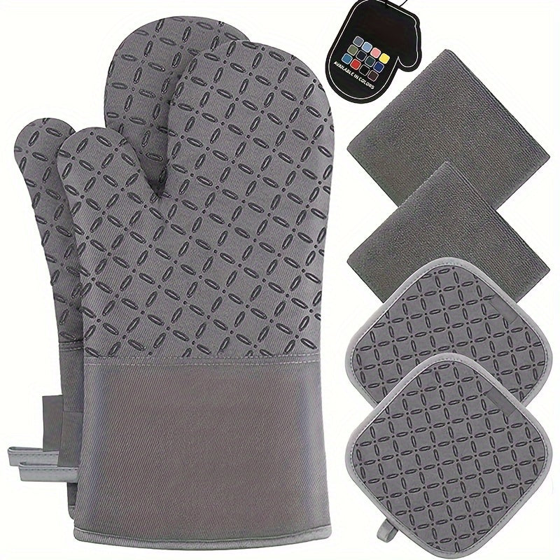 6-Piece Oven Mitts & Pot Holders Set – Heat Resistant Cooking Gloves
