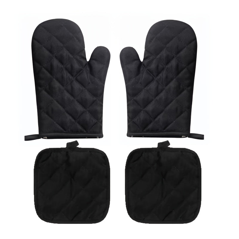4-Piece Heat-Resistant Oven Mitts & Insulation Pads Set