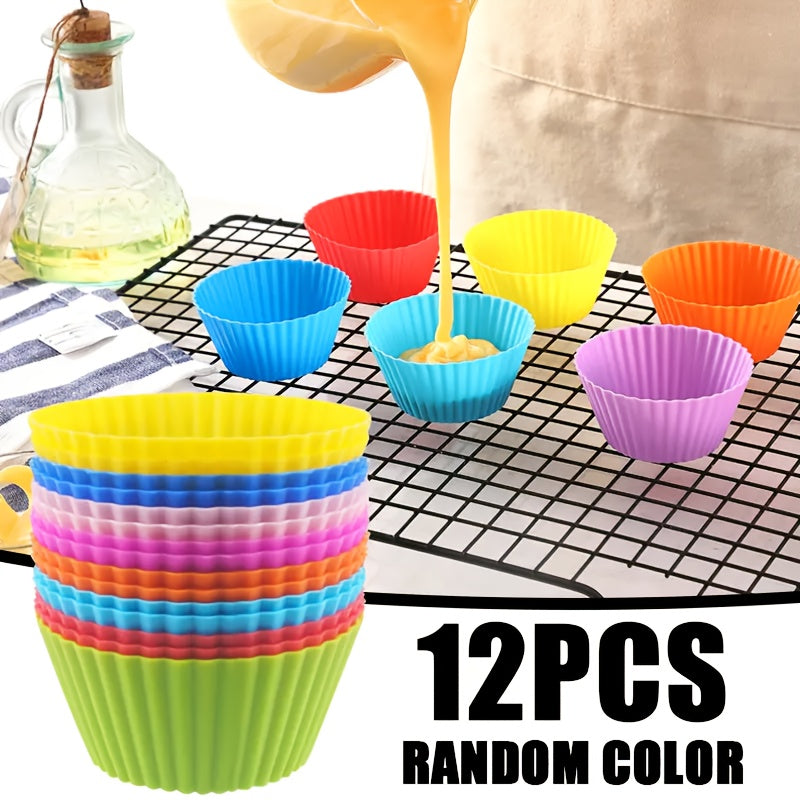12-Pack Silicone Cupcake Molds – Reusable Non-Stick Muffin Baking Cups