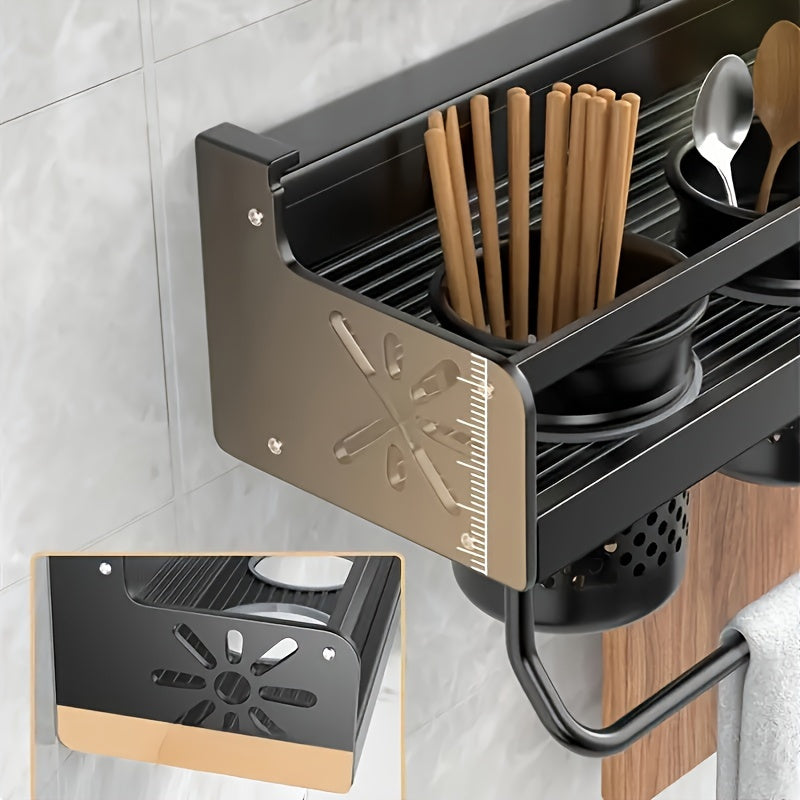 Estante de especias de cocina montado en la pared con ganchos