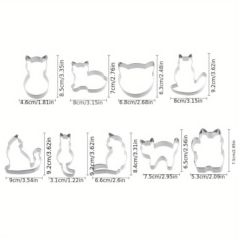 3D Cat Cookie Cutters-9pcs
