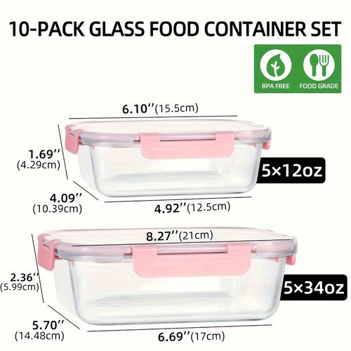 10-Piece Glass Food Storage Containers with Airtight Lids
