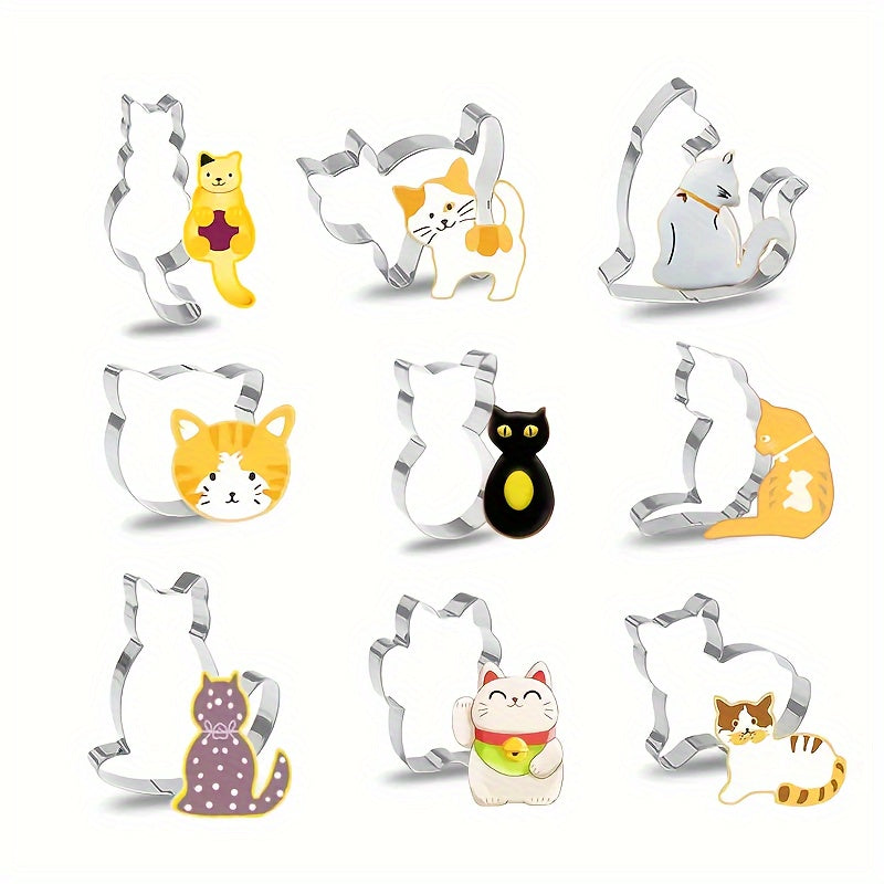 3D Cat Cookie Cutters-9pcs