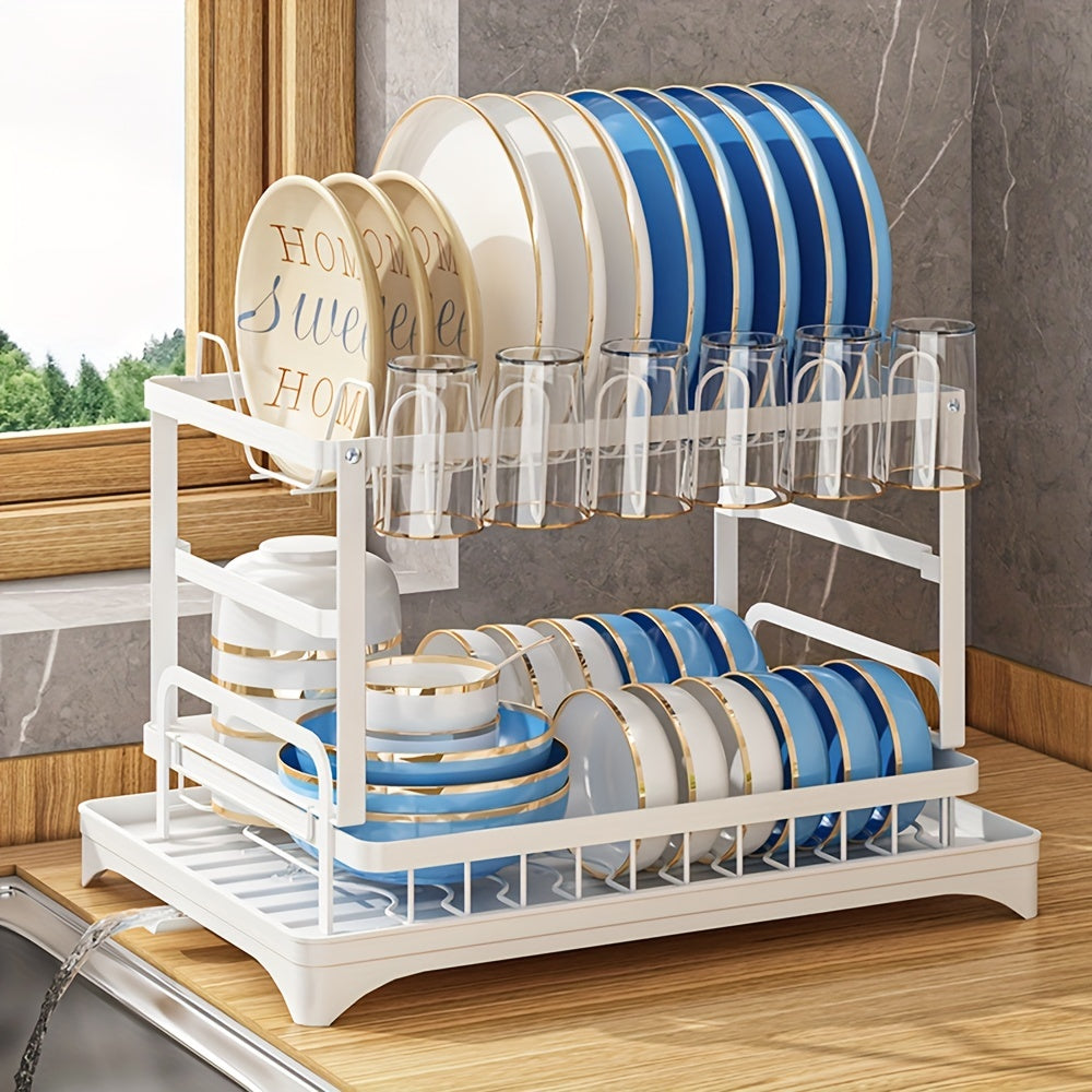 2-Tier Dish Drying Rack with Drainboard