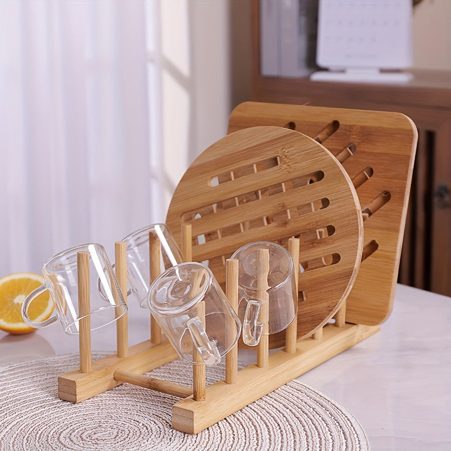 Bamboo Wooden Plate Rack