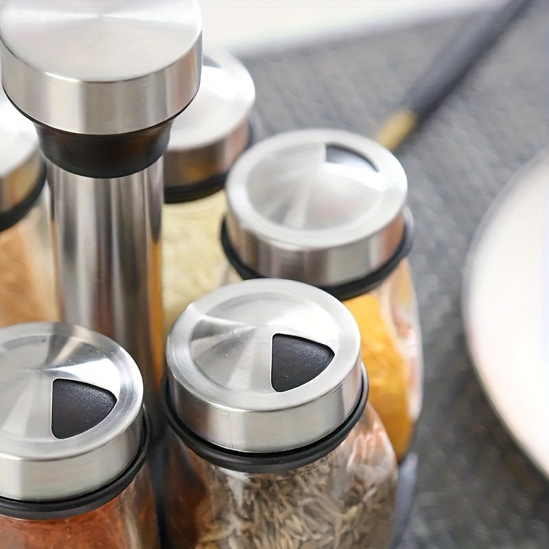360° Rotating Spice Rack with Glass Jars – 6/12pcs