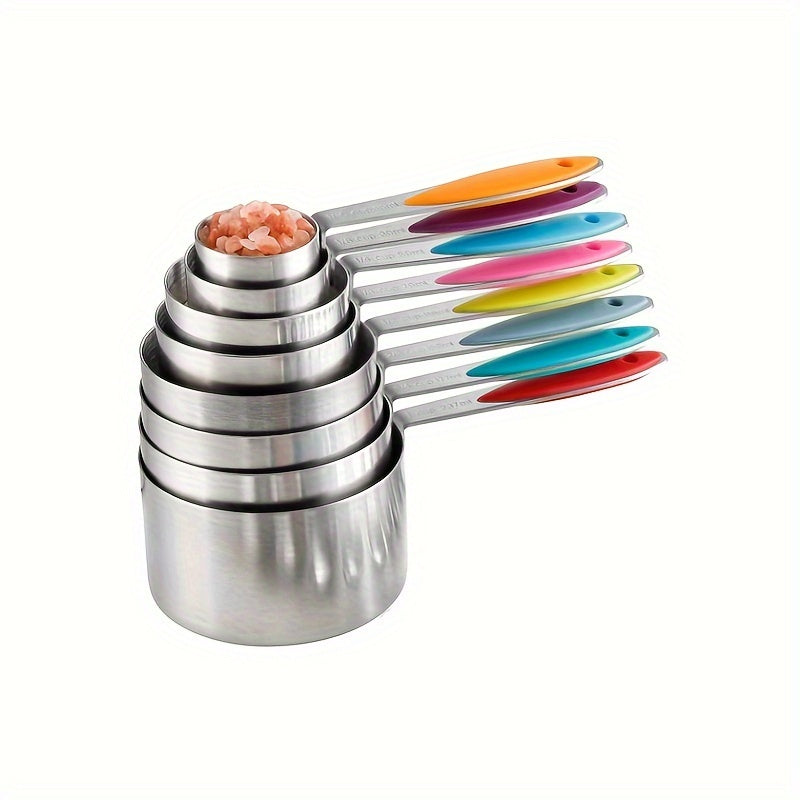 Colorful Measuring Cups & Stainless Steel Measuring Spoons Set