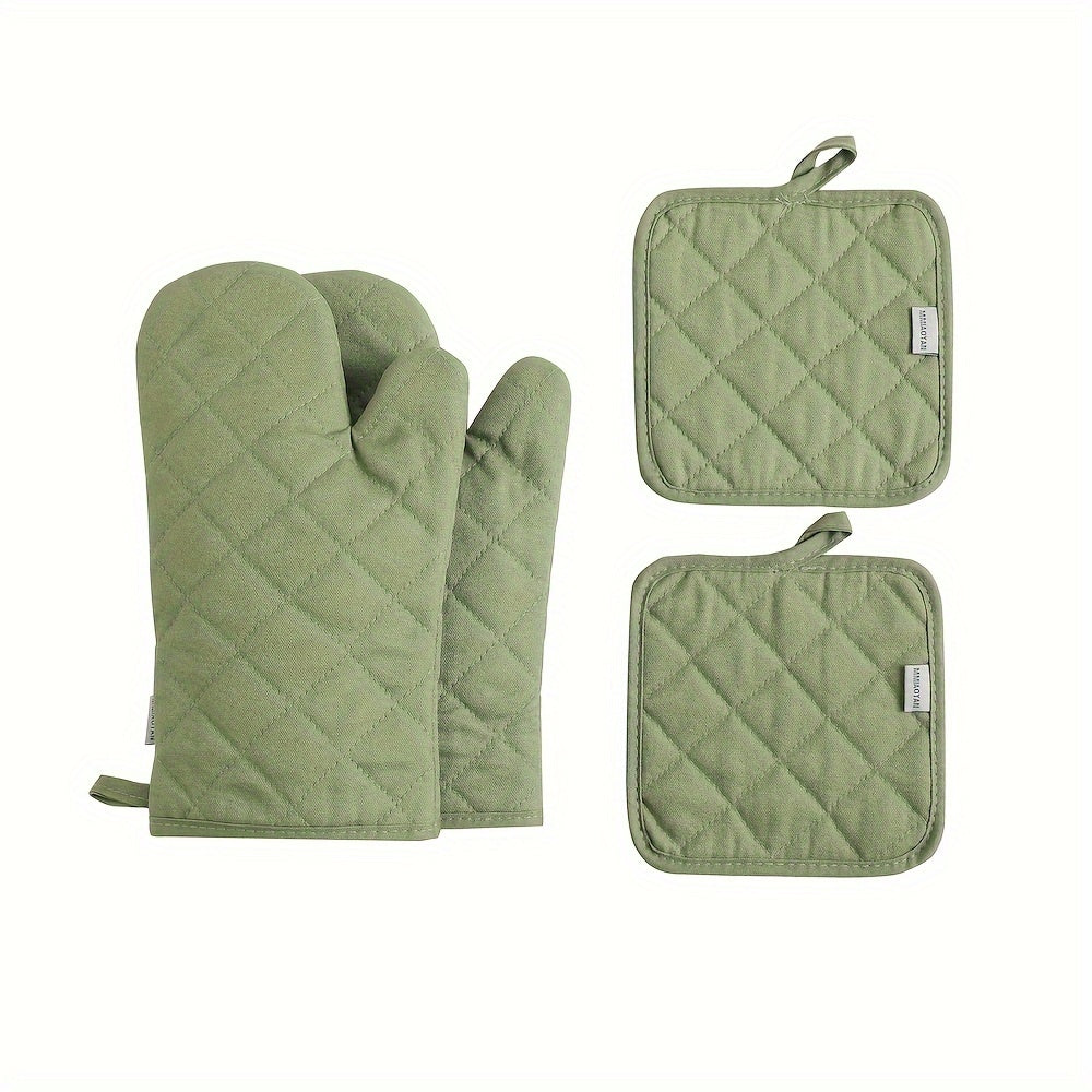 4-Piece Heat-Resistant Oven Mitts & Pot Holders Set (13")