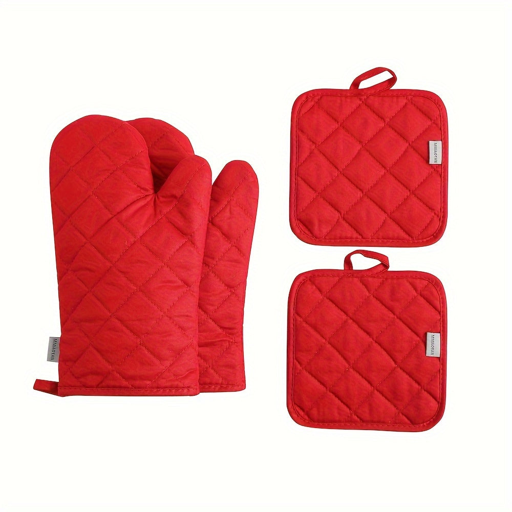 4-Piece Heat-Resistant Oven Mitts & Pot Holders Set (13")