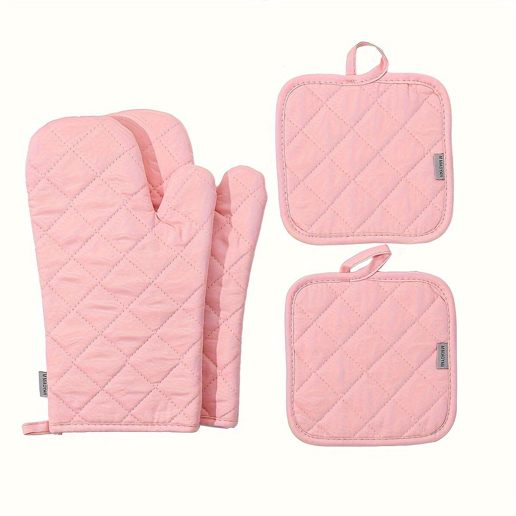 4-Piece Heat-Resistant Oven Mitts & Pot Holders Set (13")