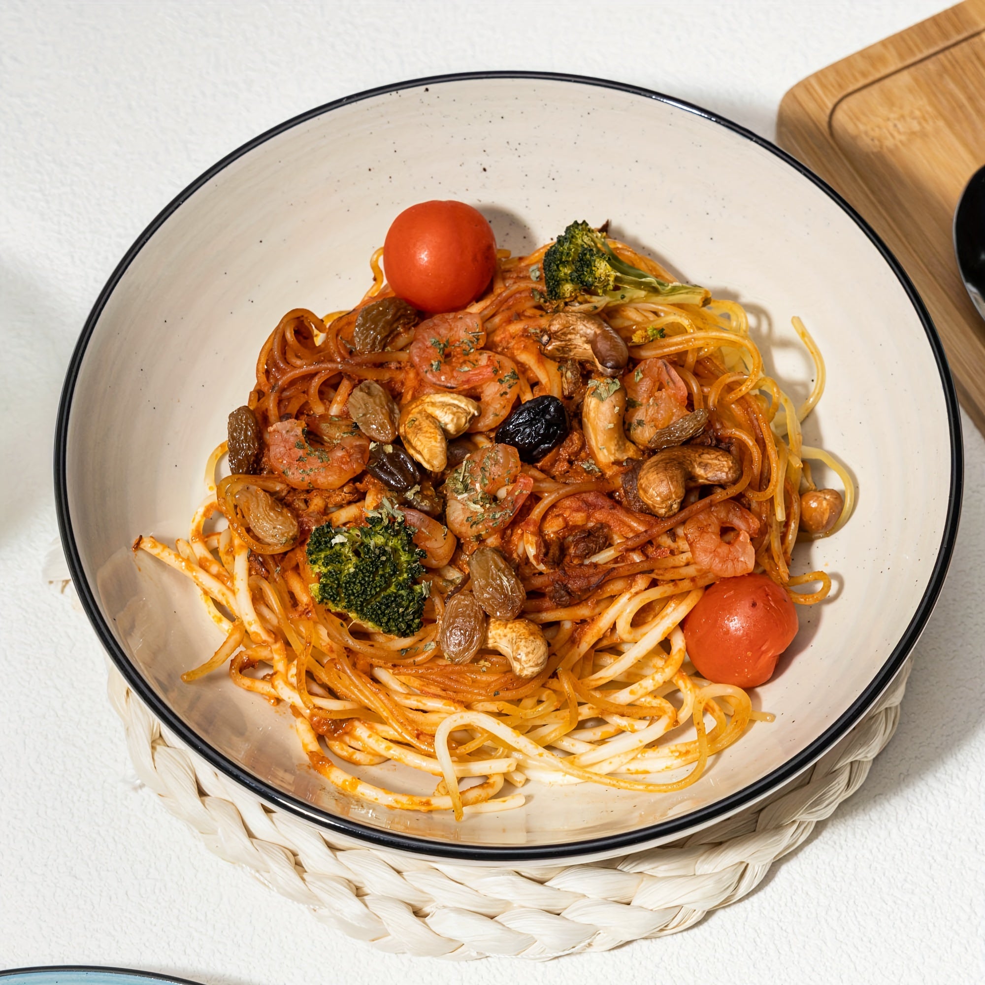 18-Piece Stoneware Dinnerware Set – Hand-Painted Spiral Design