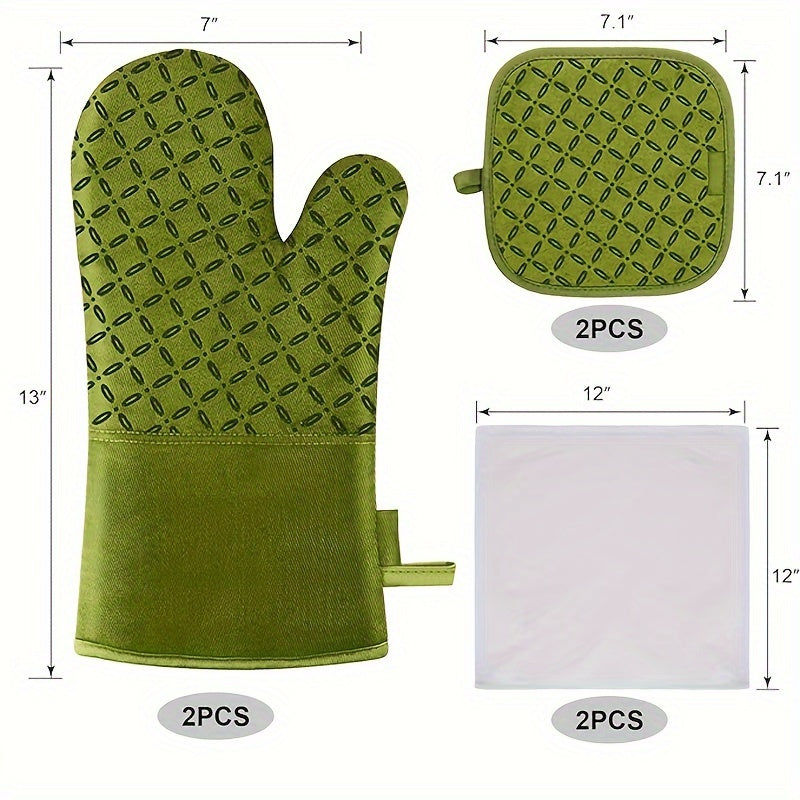 6-Piece Oven Mitts & Pot Holders Set – Heat Resistant Cooking Gloves