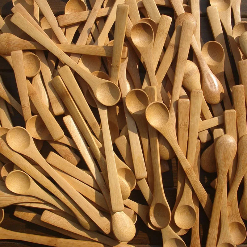 10-Piece Bamboo Honey & Coffee Spoon Set