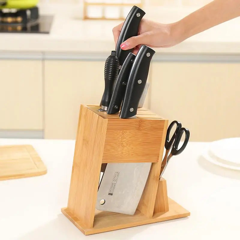 Bamboo Knife Block Stand