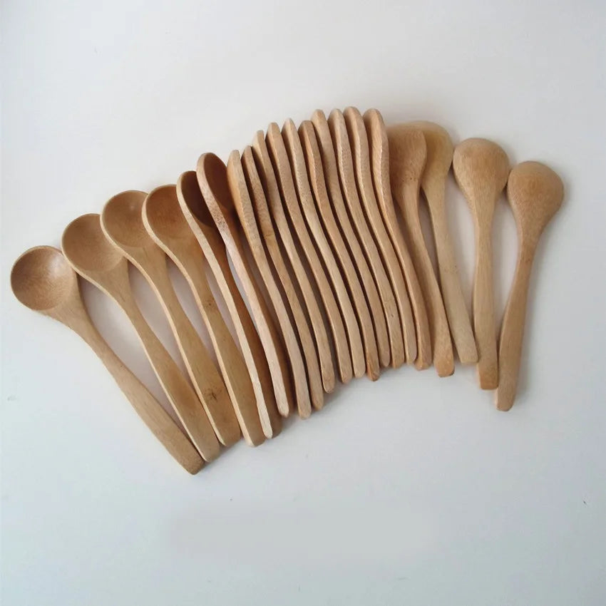 10-Piece Bamboo Honey & Coffee Spoon Set