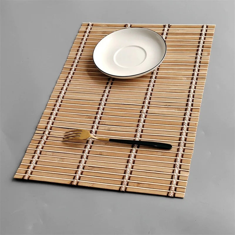 Set of 4 Natural Bamboo Placemats – Heat-Resistant Table Mats