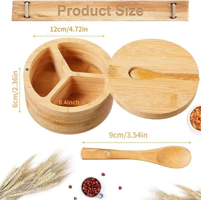 Bamboo Salt Jar & Circular Seasoning Box