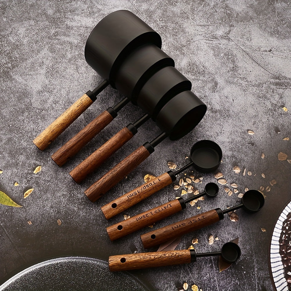 Acacia Wood Measuring Cups & Spoons Set (4/8 PCS)