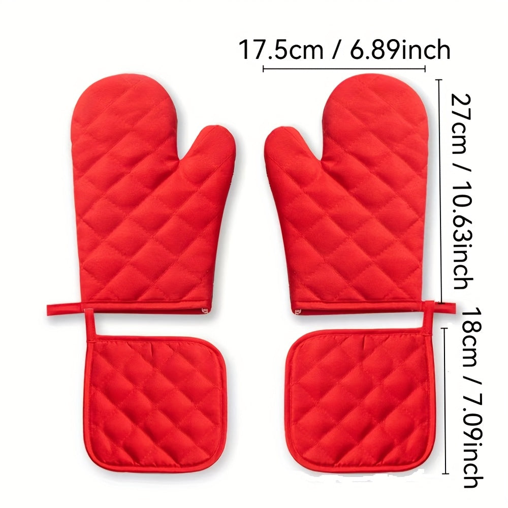 4-Piece Heat-Resistant Oven Mitts & Insulation Pads Set