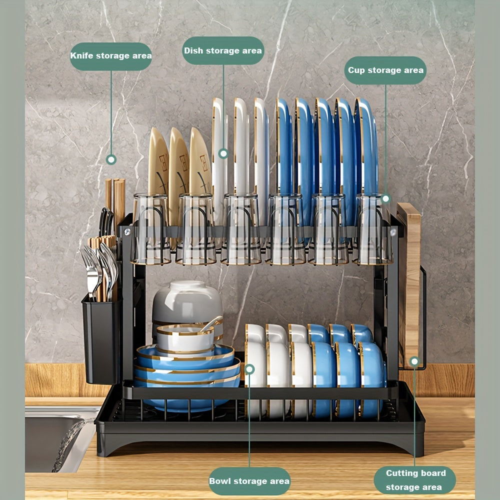 2-Tier Dish Drying Rack with Drainboard