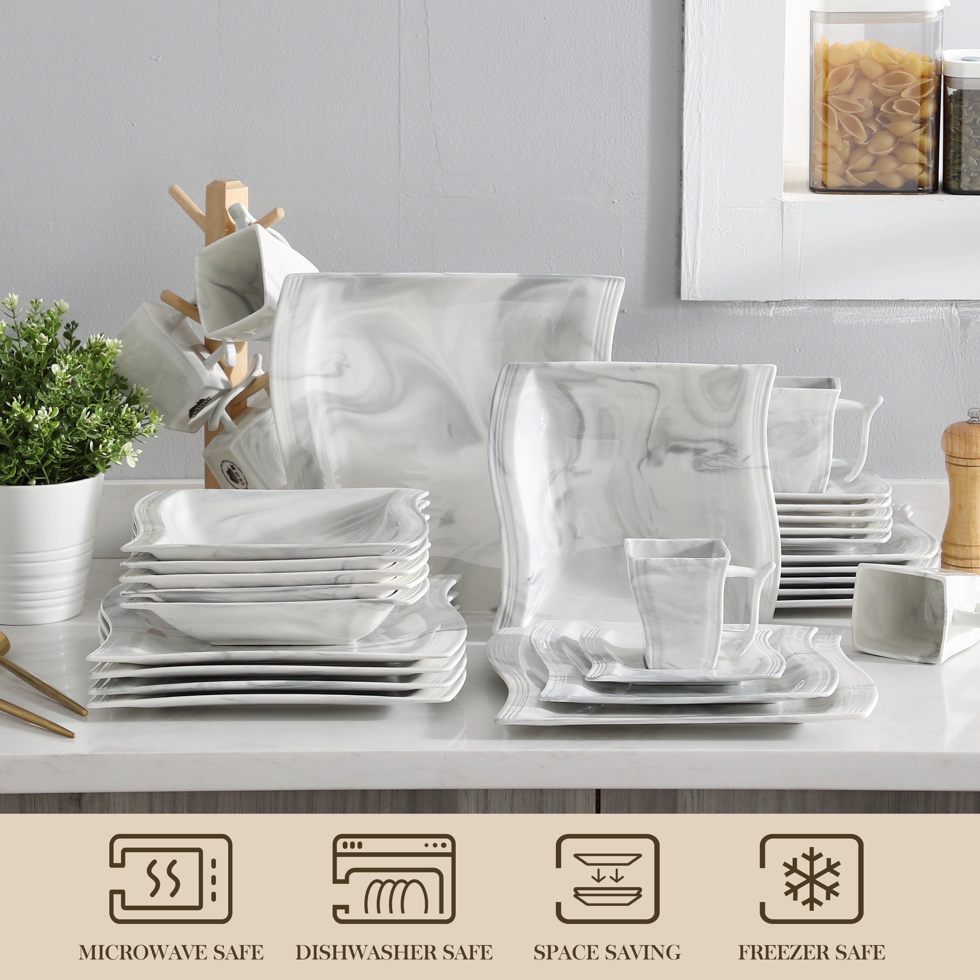 Square Porcelain Dinnerware Set