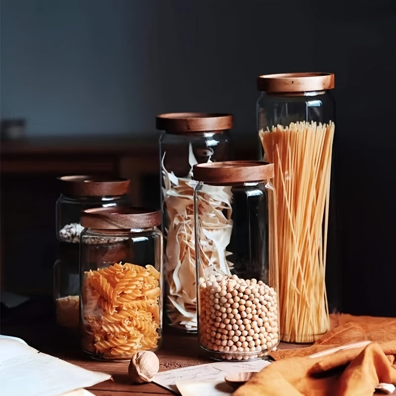 Glass Storage Jar with Bamboo Lid – Airtight Kitchen Canister