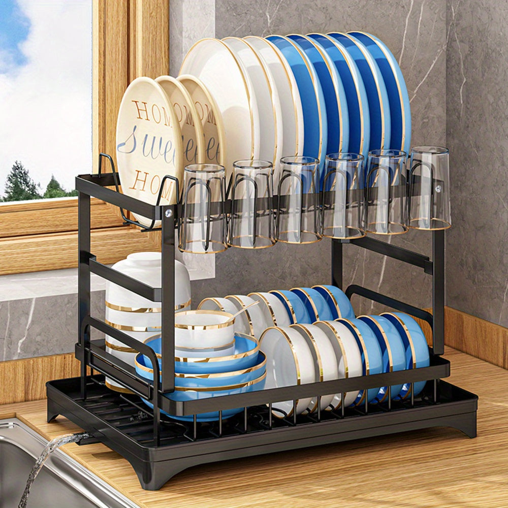 2-Tier Dish Drying Rack with Drainboard